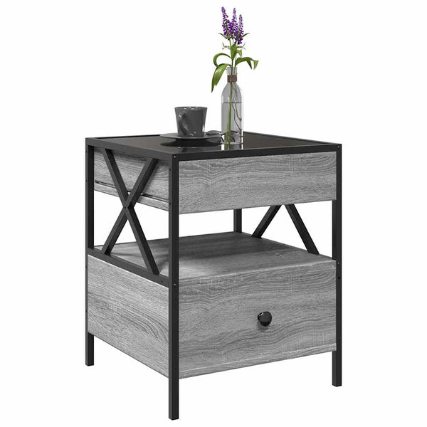 vidaXL Table basse avec LED Infinity gris Sonoma 40x40x51 cm