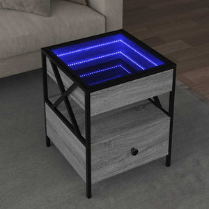 vidaXL Table basse avec LED Infinity gris Sonoma 40x40x51 cm