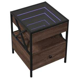 vidaXL Coffee Table with Infinity LED Brown Oak-Effect 40x40x51 cm