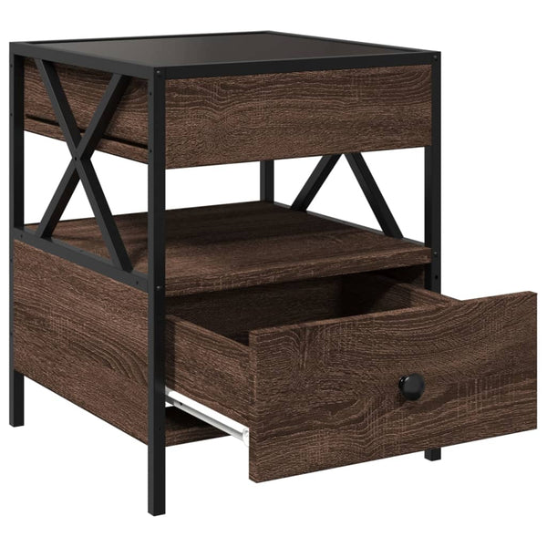 vidaXL Coffee Table with Infinity LED Brown Oak-Effect 40x40x51 cm