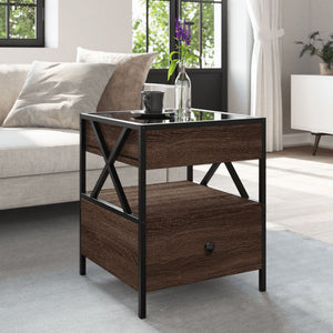 vidaXL Coffee Table with Infinity LED Brown Oak-Effect 40x40x51 cm