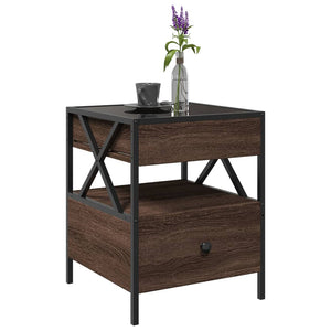 vidaXL Coffee Table with Infinity LED Brown Oak-Effect 40x40x51 cm