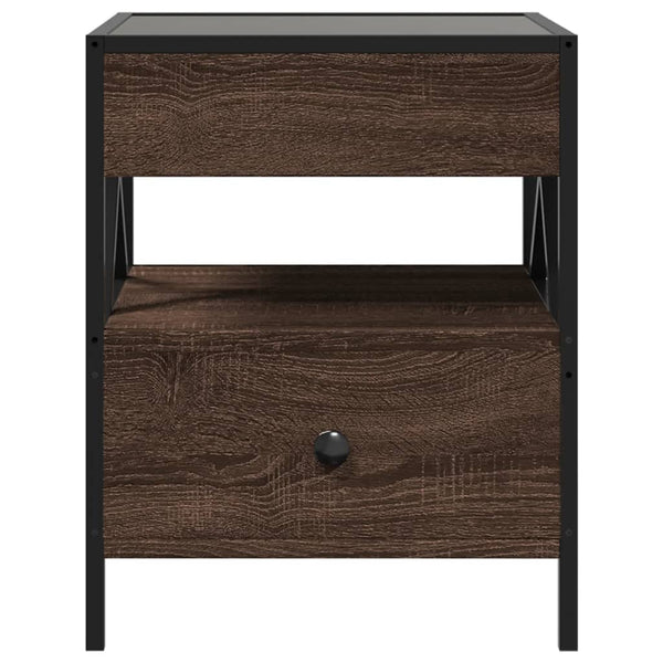 vidaXL Coffee Table with Infinity LED Brown Oak-Effect 40x40x51 cm