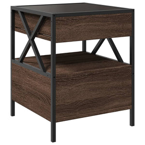 vidaXL Coffee Table with Infinity LED Brown Oak-Effect 40x40x51 cm