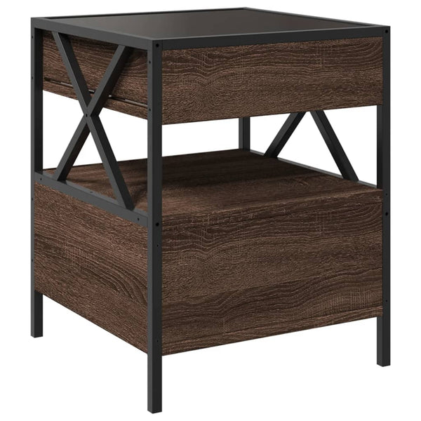 vidaXL Coffee Table with Infinity LED Brown Oak-Effect 40x40x51 cm