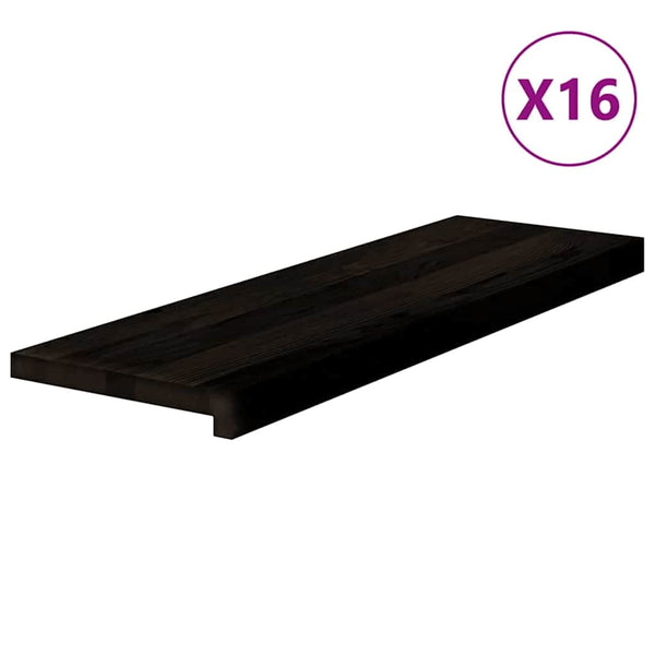 Eichenholz Treppenstufen Dunkelbraun 80x30 cm, 16 Stk.