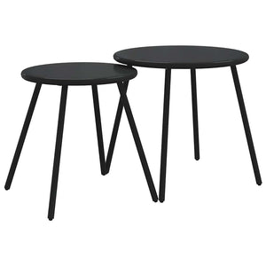5-tlg. Balkonmöbel Set mit Kissen Schwarz