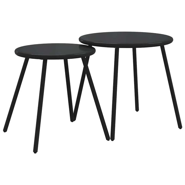 5-tlg. Balkonmöbel Set mit Kissen Schwarz