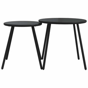 5-tlg. Balkonmöbel Set mit Kissen Schwarz