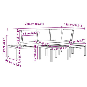 4-tlg. Garten Sofagarnitur Schwarz Aluminium
