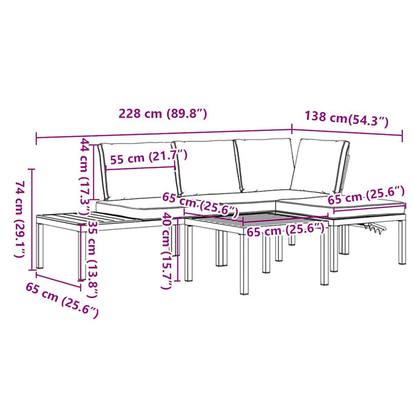 4-tlg. Garten Sofagarnitur Schwarz Aluminium