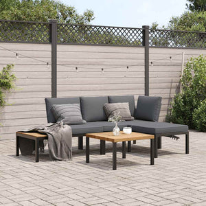 4-tlg. Garten Sofagarnitur Schwarz Aluminium