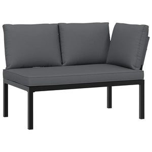 3-tlg. Garten Sofagarnitur Schwarz Aluminium mit Kissen