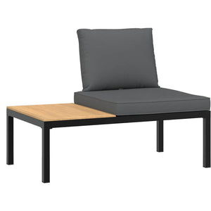 3-tlg. Garten Sofagarnitur Schwarz Aluminium mit Kissen