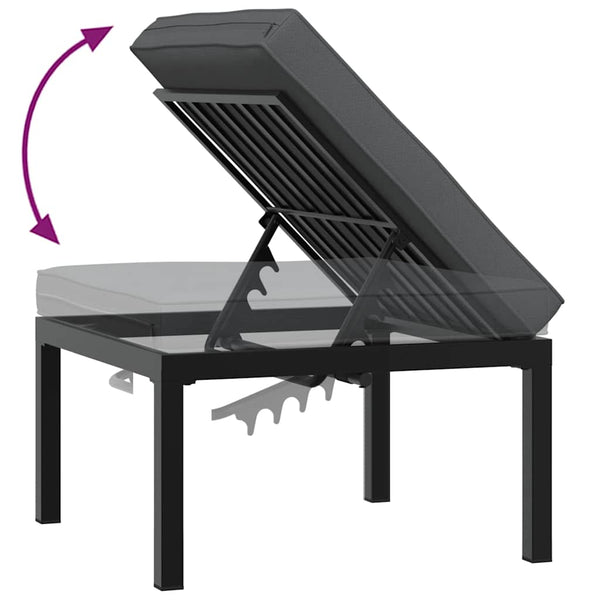 3-tlg. Garten Sofagarnitur Schwarz Aluminium mit Kissen