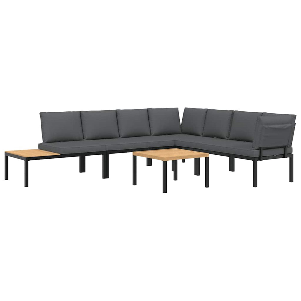 vidaXL Ensemble de canapés de jardin 5 pcs avec coussins Noir Aluminium