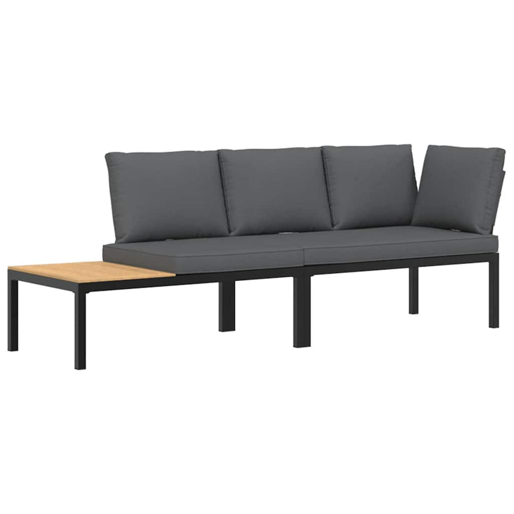 vidaXL Ensemble de canapés de jardin 2 pcs avec coussins aluminium noir