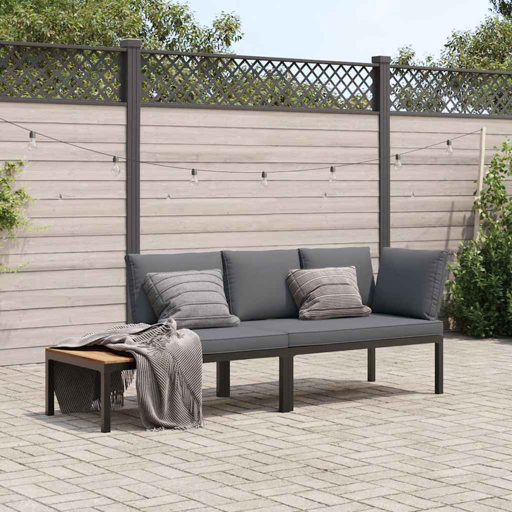 vidaXL Ensemble de canapés de jardin 2 pcs avec coussins aluminium noir