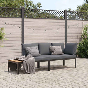 2-tlg. Garten Sofagarnitur Schwarz mit Kissen