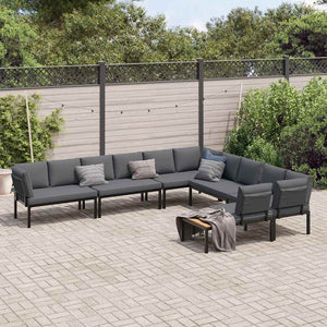 6-tlg. Garten Sofagarnitur mit Kissen Schwarz