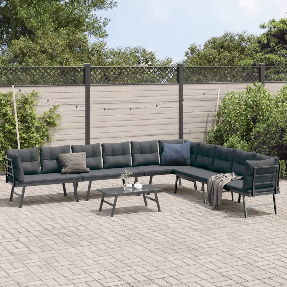 5-tlg. Garten Sitzgruppe mit Kissen Schwarz