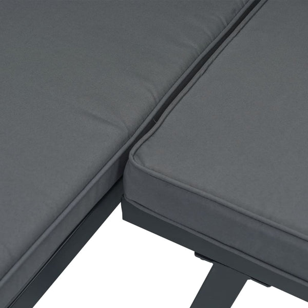 Gartenbänke 4er Set mit Kissen, Schwarz