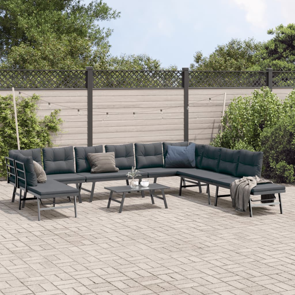 6-tlg. Garten Sitzgruppe mit Kissen, Schwarz