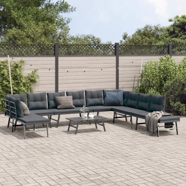6-tlg. Garten Sitzgruppe mit Kissen, Schwarz