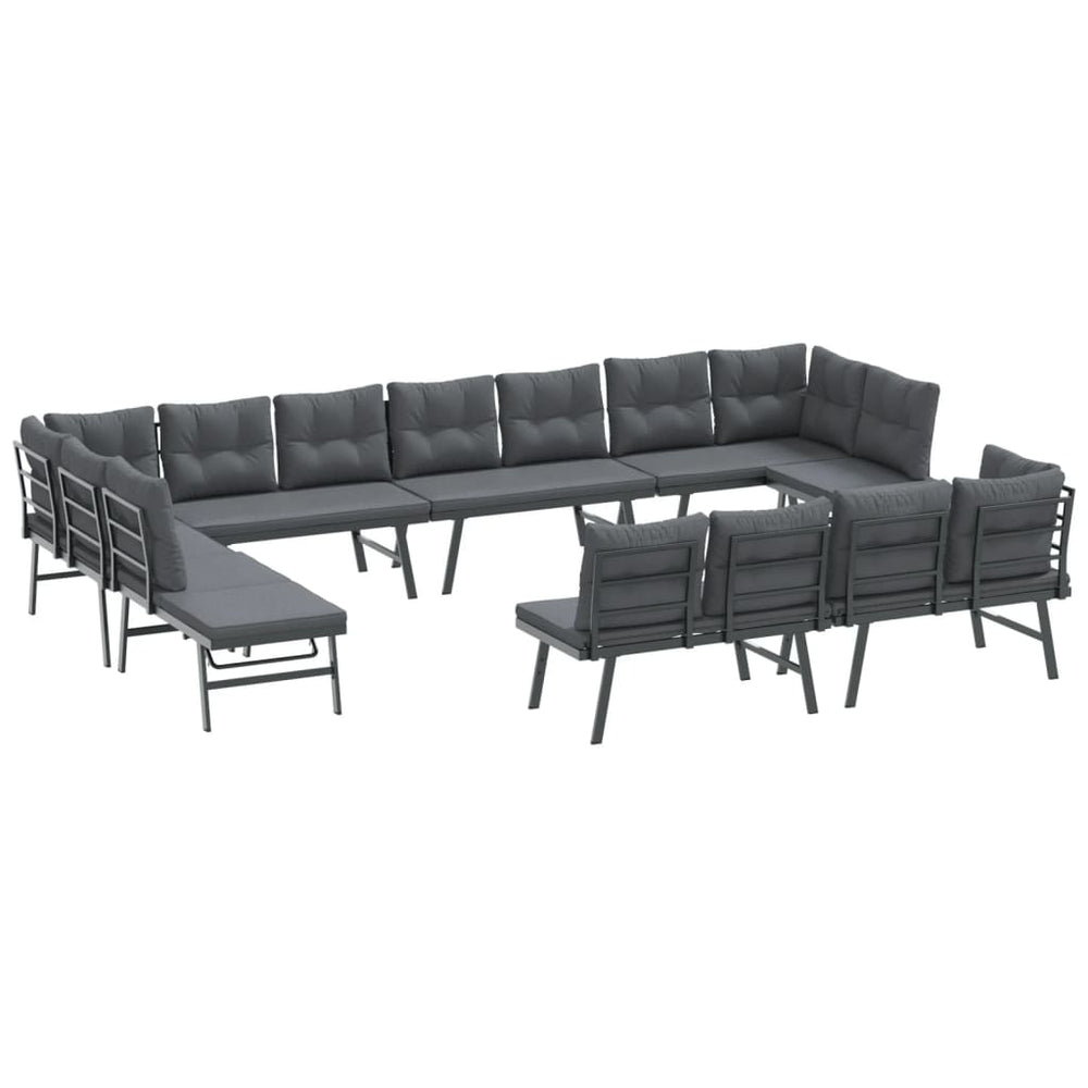 vidaXL Salon de jardin 8 pièces avec coussins Noir Acier