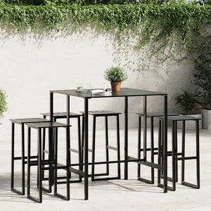 7-teiliges Gartenbar-Set Schwarz Stahl