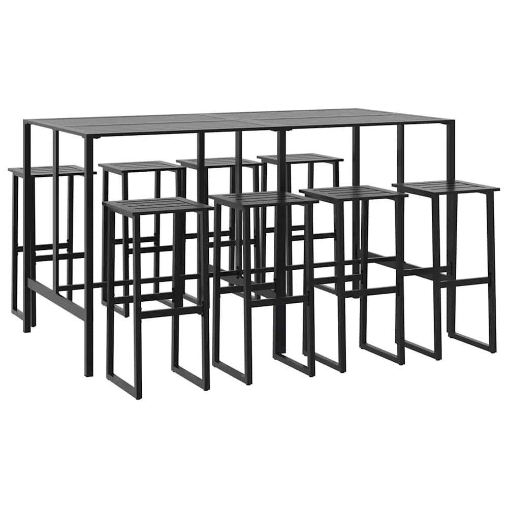 9-teiliges Gartenbar-Set Schwarz Stahl