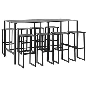 9-teiliges Gartenbar-Set Schwarz Stahl