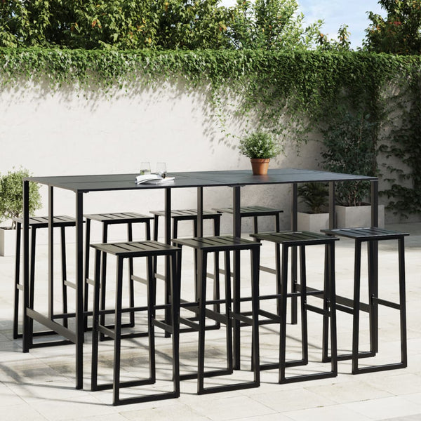 9-teiliges Gartenbar-Set Schwarz Stahl