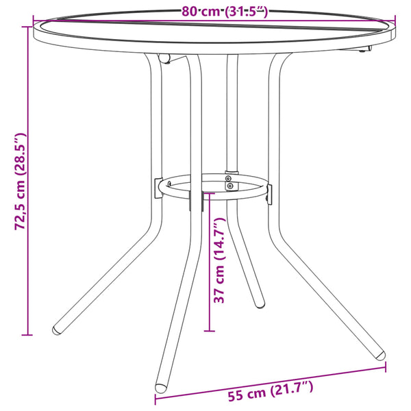 Verstellbares Gartenstuhl-Set, 3-teilig