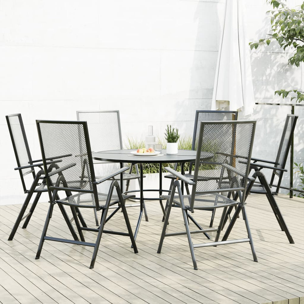 vidaXL Ensemble de 7 chaises de jardin réglables en acier poudré