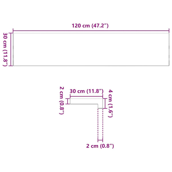 Eichenholz Treppenstufen, 2er Set, 120 cm