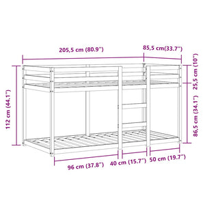 vidaXL Lit superposé avec rideaux bleu 80x200 cm bois de pin massif