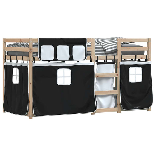 Etagenbett Kiefer 90x190 cm mit Vorhängen