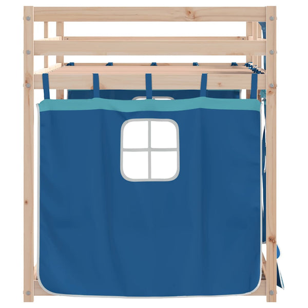 Etagenbett mit Vorhängen Blau 90x190 cm