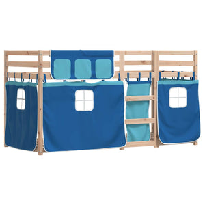 vidaXL Lit superposé avec rideaux bleu 75x190 cm en pin massif