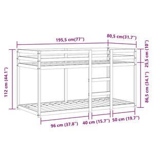 vidaXL Lit superposé avec rideaux bleu 75x190 cm en pin massif