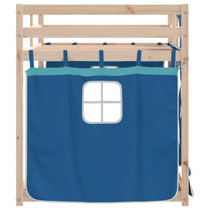 vidaXL Lit superposé avec rideaux bleu 75x190 cm en pin massif