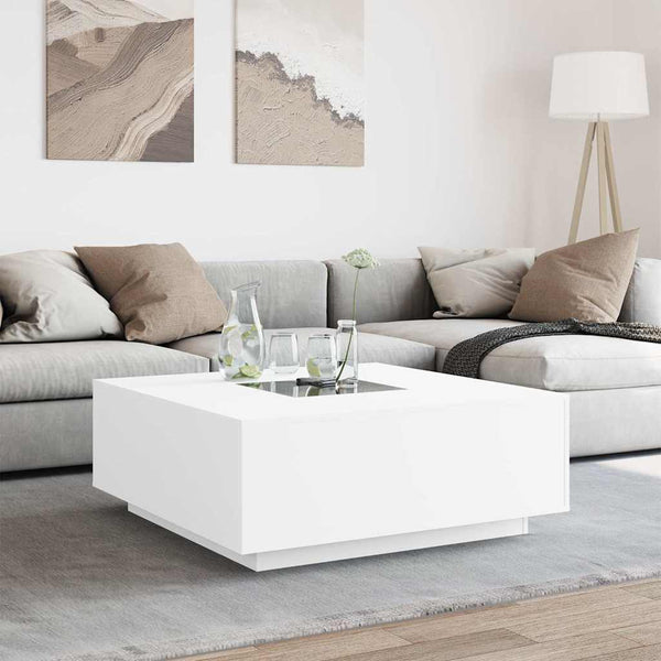 Couchtisch mit Infinity-LED, Weiß, 100x100 cm
