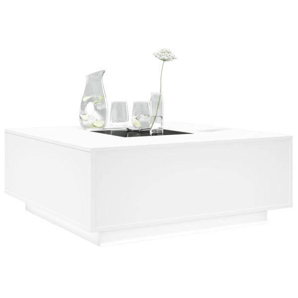 Couchtisch mit Infinity-LED, Weiß, 100x100 cm