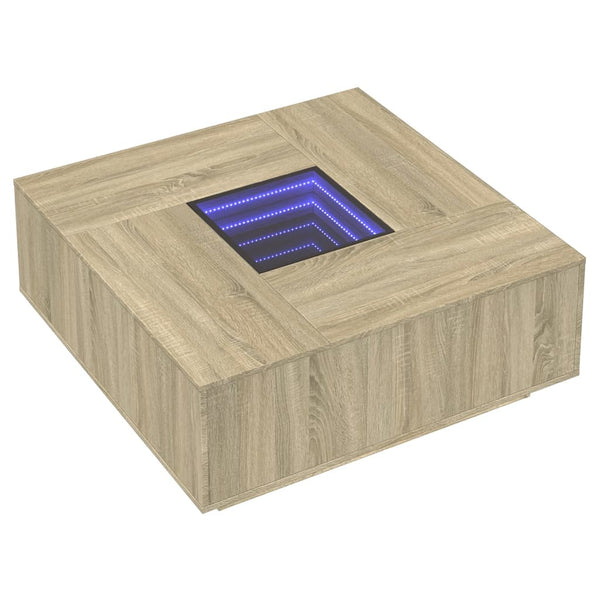 vidaXL Table basse avec LED infini Chêne Sonoma 100x100x40 cm