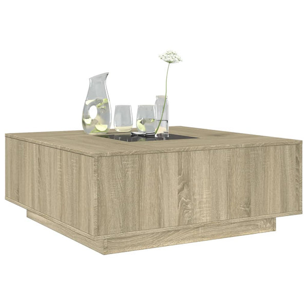 vidaXL Table basse avec LED infini Chêne Sonoma 100x100x40 cm