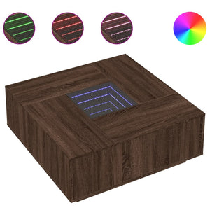 vidaXL Table basse avec LED Infinity aspect chêne marron 100x100x40 cm