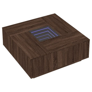 vidaXL Table basse avec LED Infinity aspect chêne marron 100x100x40 cm
