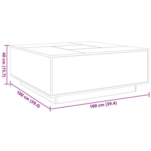 vidaXL Table basse avec LED Infinity aspect chêne marron 100x100x40 cm