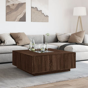 vidaXL Table basse avec LED Infinity aspect chêne marron 100x100x40 cm